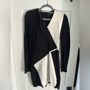Elegant Black and White Long Sleeve Dress